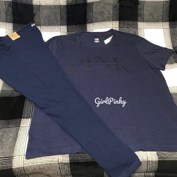victoria secret PINK leggings outfit with CAMPUS MIDNIGHT NAVY TEE SIZE 2XL - Picture 2 of 11
